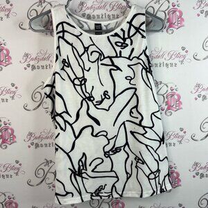 Emily rose short line work artist Abstract Black and White Women's Tank Top